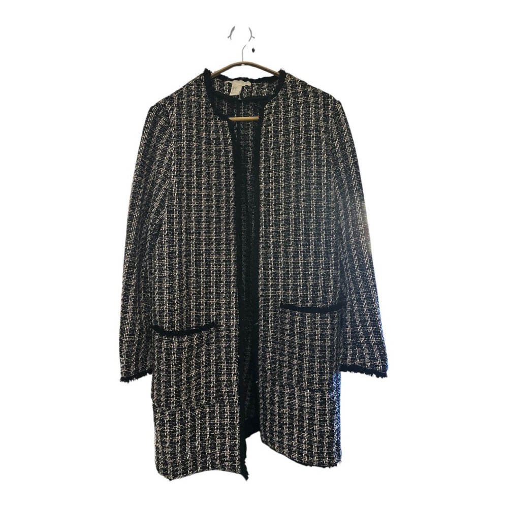 002 H&M Medium Stylish Black & White Tweed Jacket